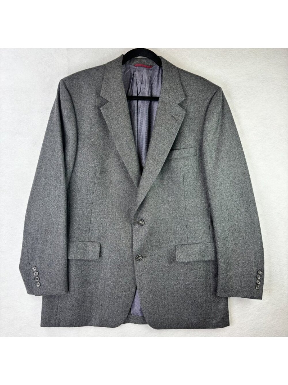 Hart Schaffner Marx Herringbone Grey Virgin Wool Blazer Mens 44L Softly Tailored